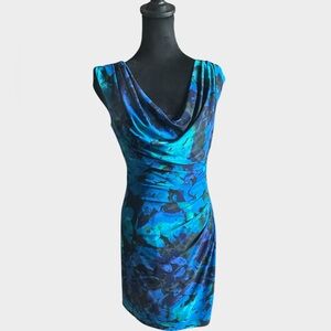 Ralph Lauren Blue Cowl Neck Jersey Sheath Dress – Size 6P